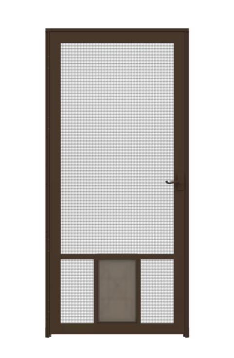 LARSON Pet Breeze 36-in x 81-in Brown Aluminum Hinged Screen Door