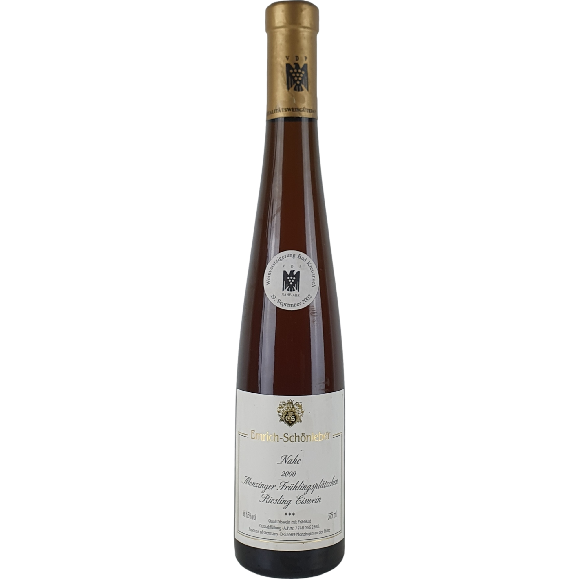 Emrich-Schönleber - Monzinger Frühlingsplätzchen Riesling Eiswein*** Goldkapsel Versteigerung 2000 - 0,375 l - Bottle Hero