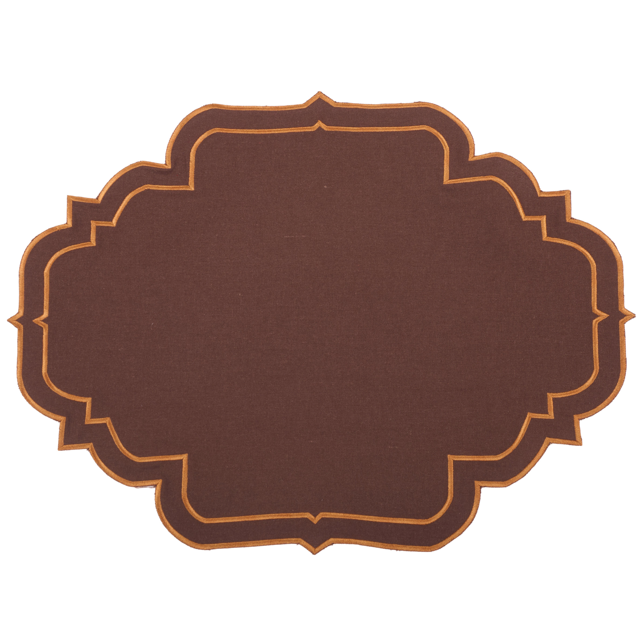 Augusta Brown & Orange Trim Placemat & Napkin - The Well Appointed House