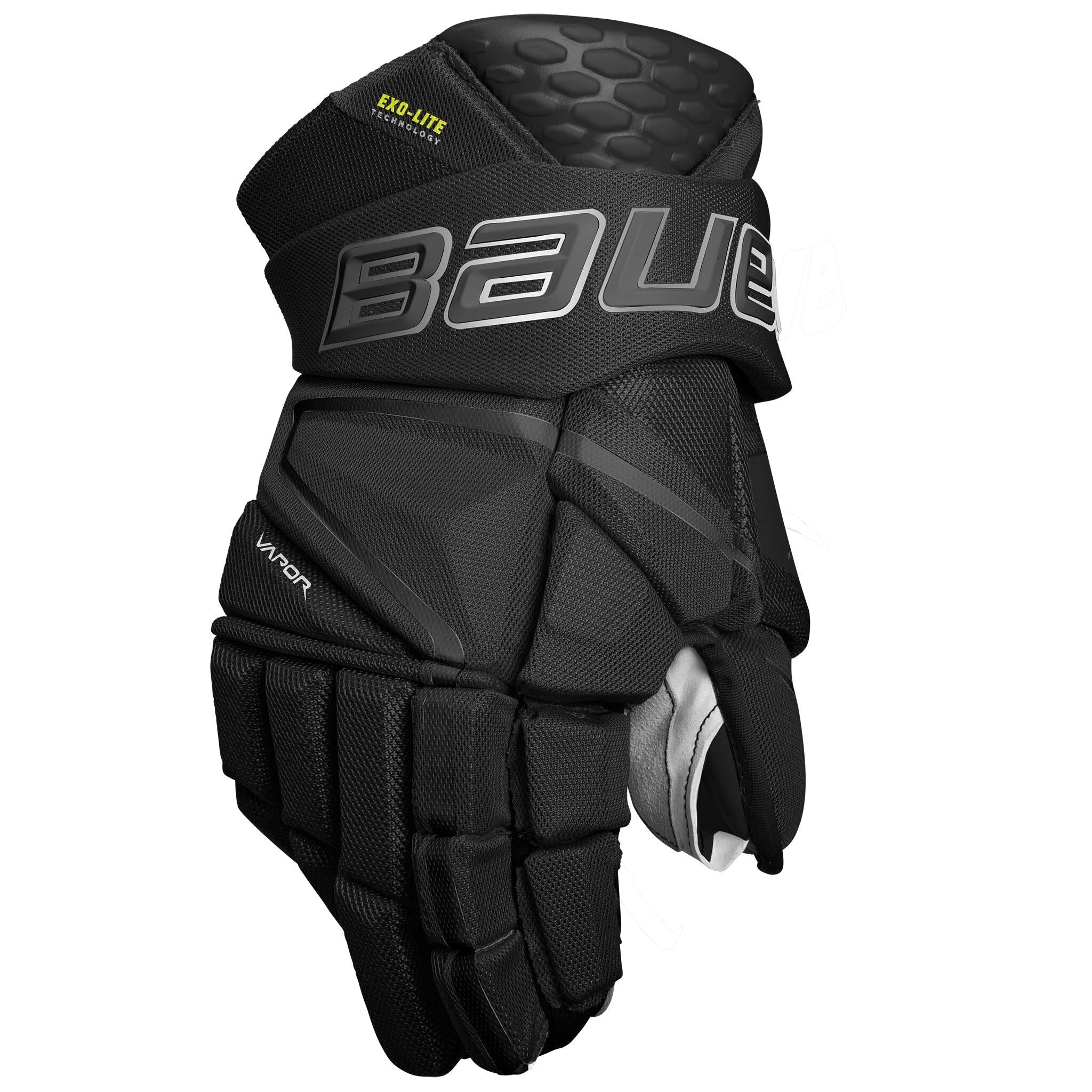 A photo of the Bauer Vapor HyperLite Senior Hockey Gloves in colour black front view.