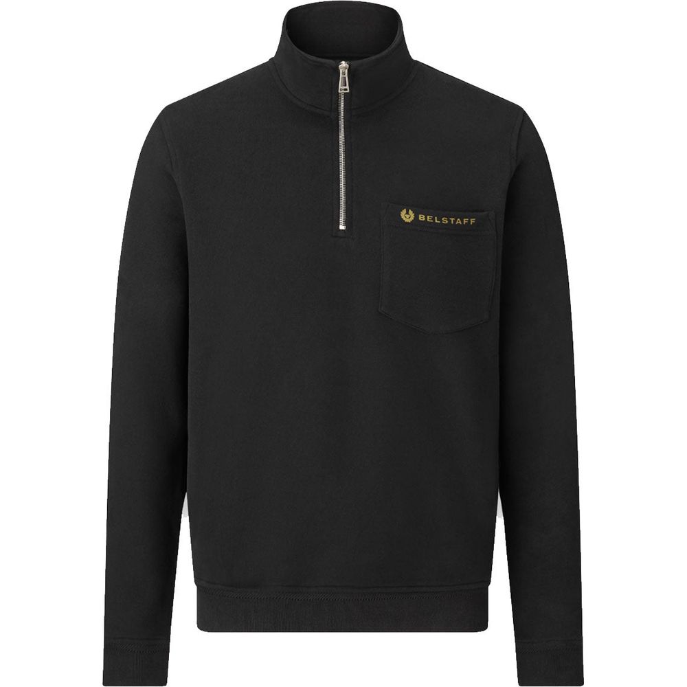 Belstaff Quarter Zip Jersey Black quarter-zip jersey, front view