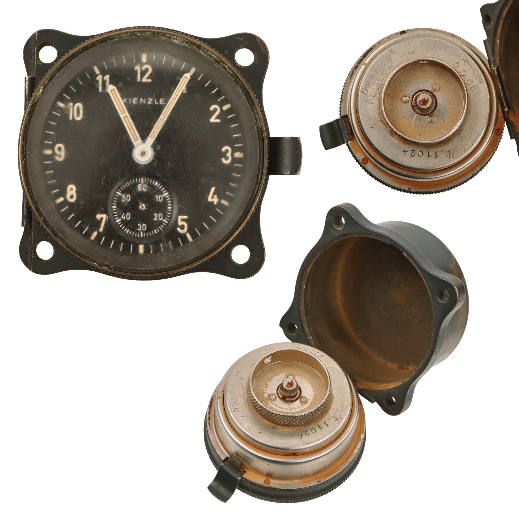 Original German WWII Luftwaffe BoUK2 Eight-Day Clock for Heinkel HE 111 by Kienzle - Fl. 23886-1 - Non-Functional Original Items
