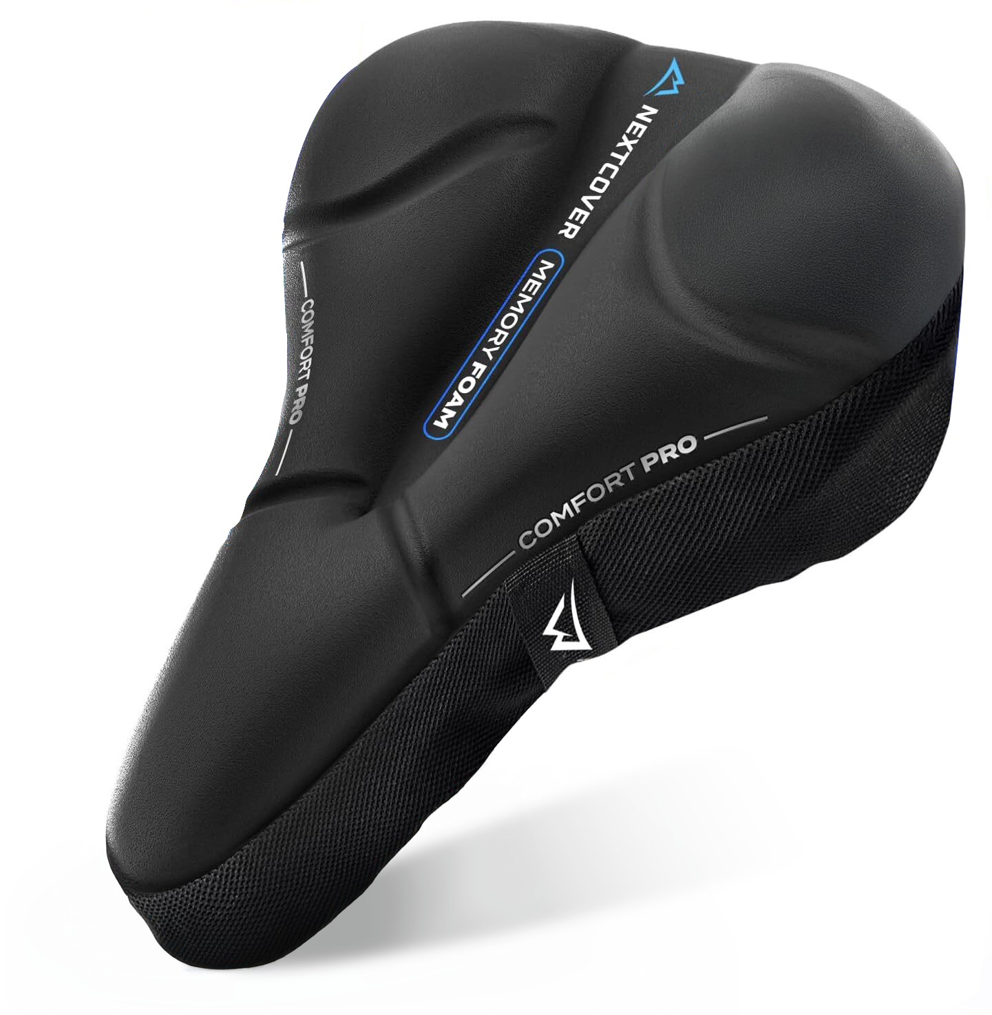 CoverPro Gelsattelbezug von Nextcover – ergonomisch geformter Fahrradsattelüberzug mit stoßdämpfendem Memory Foam und rutschfester Oberfläche für maximalen Komfort auf langen Strecken.