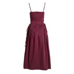 damson madder burgundy dress Angelina Cotton Satin Fig Discover the unique aesthetic Asymmetric Draped Corset Dress parent:eliza-maxi-dress Color:Blue As Picture –