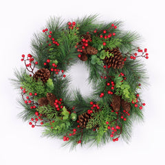 Wreath with large pinecones and berries
