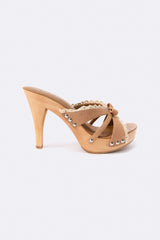 Holly Wooden Platform Sandal in Camel