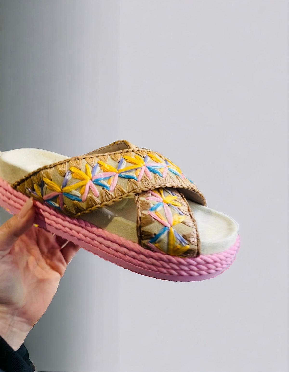 MOU Sandale Criss Cross rope sandal raffia