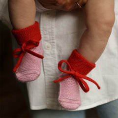 Happy Booties - 100% Merino Wool - Colourblock (0-9m)