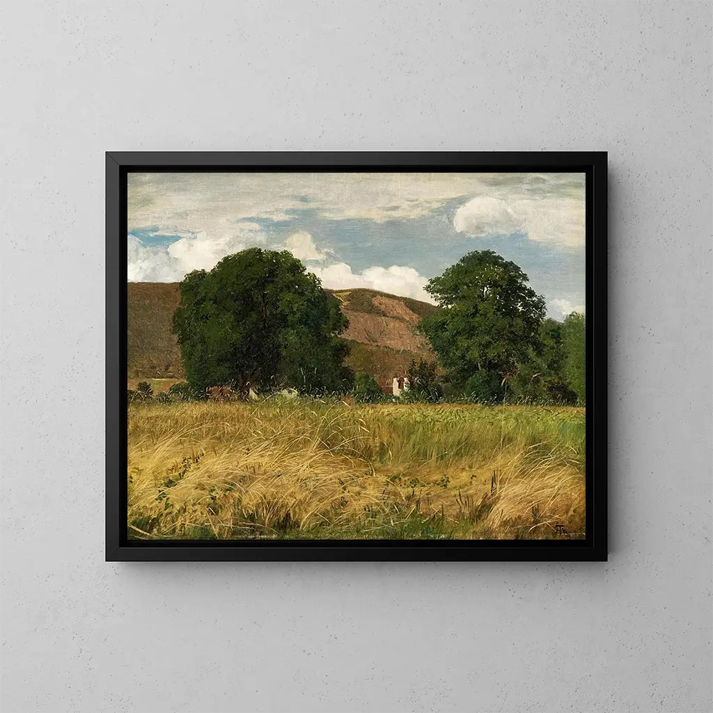 Prairie with Two Large Trees - Hans Thoma — framed artwork on a wall