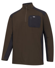 Green Black coloured Hoggs of Fife Mens Barra Active Quarter Zip Top on white background #colour_green-black