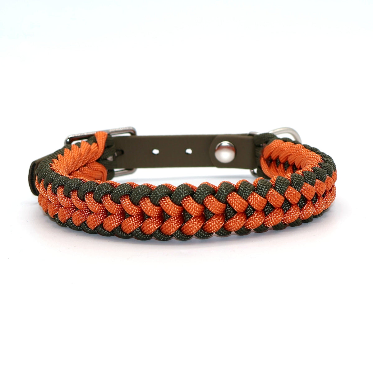 Halsband Paracord *Oliv-Orange* für einen Halsumfang: 28-32cm