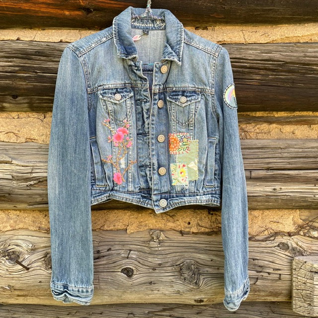 Tessa "Hand Me Downs" Upcycled Denim Jacket Size Extra Small