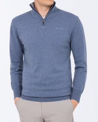 Parell Merino Blend Tall Quarter Zip Golf Jumper (mid blue)