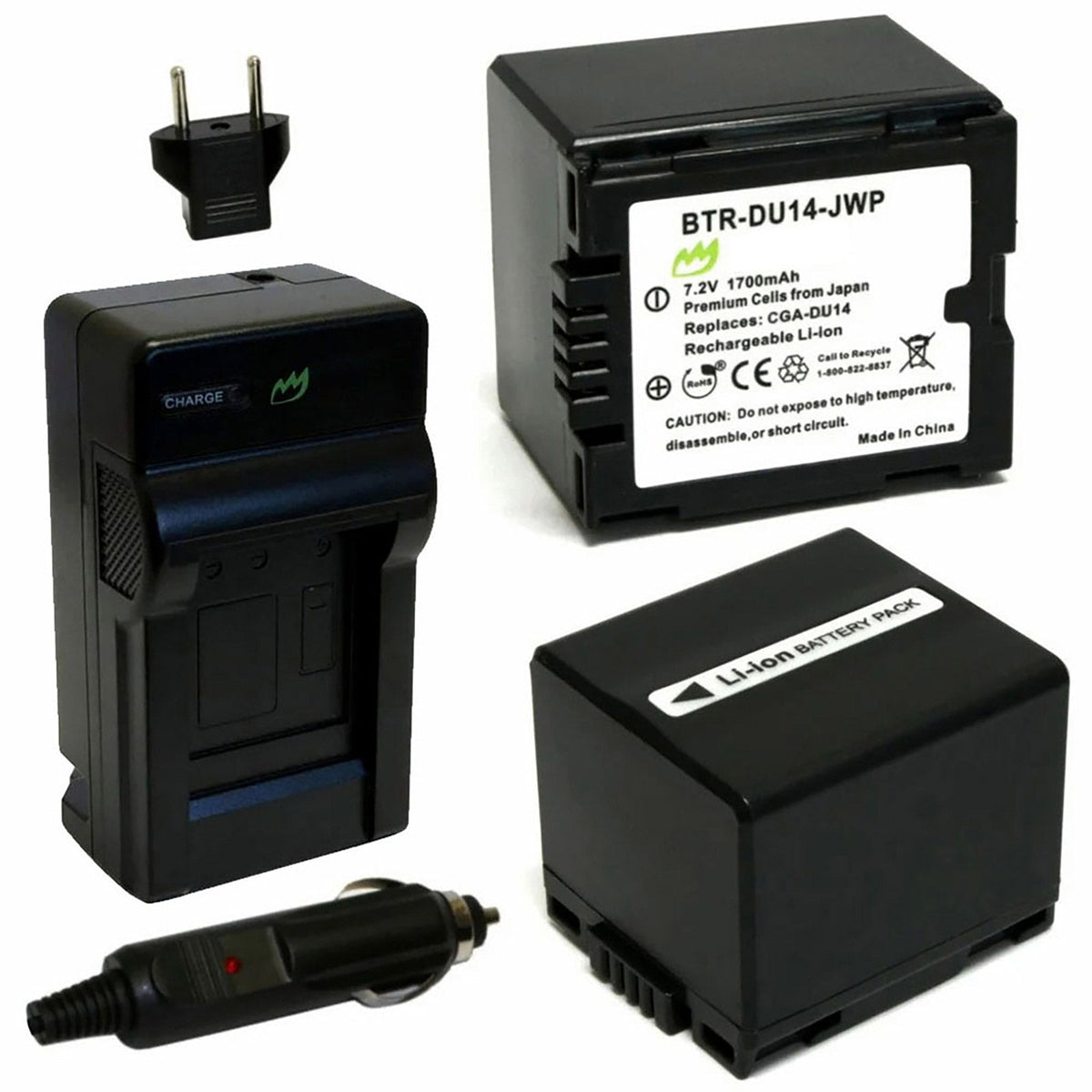 Panasonic NV-GS85 Battery 2-Pack 1700mAh Charger