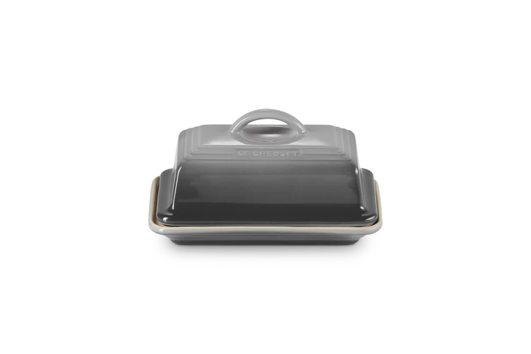 Le Creuset Flint Butter Dish, durable glazed stoneware, fridge to microwave safe, scratch-resistant, 10-year guarantee –