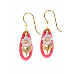 Silver Forest Flower in Long Tear Earrings