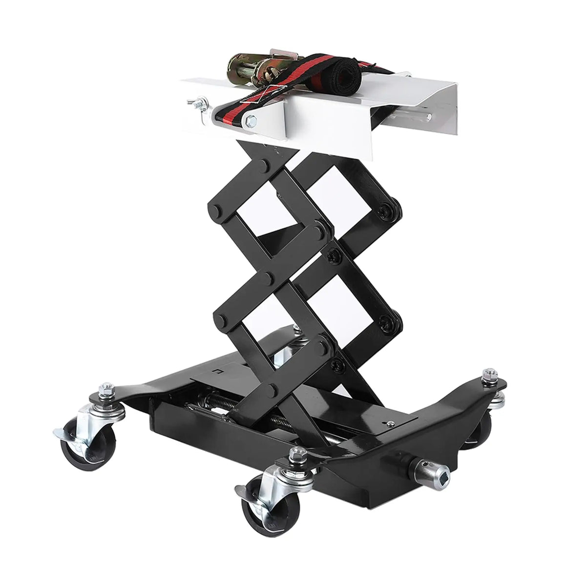 Transmission Jack 450 LBS Capacity: Low Profile Lift with 2M Safety Straps & 4 Brake Wheels, 7-23 Inch Range for Car & Truck Repair