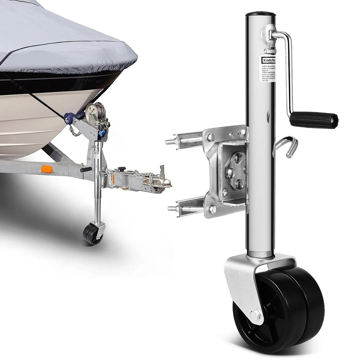 1500 lbs Trailer Jack with Dual Wheel, Heavy Duty Swivel Boat Trailer Jack, 13" Lift, Dual Wheels Trailer Jack for RV Boat, Trailer and More