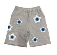 ARKYVE Grey Star Crochet Patch Sweatshorts