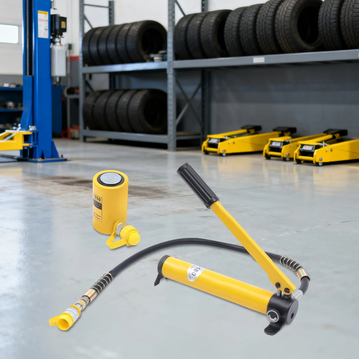 Manual Hydraulic Jack Set with 10 Ton Capacity and Separate Pump, 5.6x3x4in Steel, 14.33lbs 70MPa for Lifting Heavy Machinery Automotive Industrial Maintenance