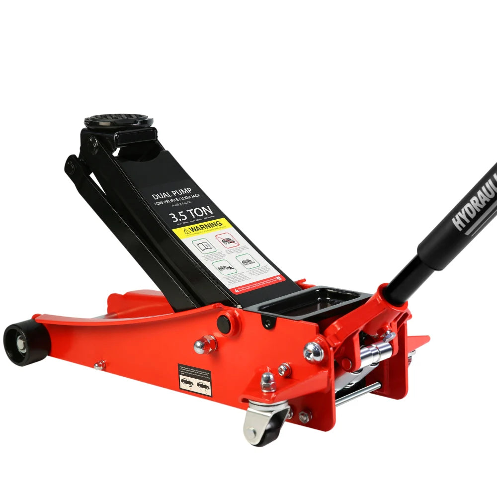 3.5 Ton Low Profile Floor Jack, Heavy-Duty Steel Racing Floor Jack with dual Piston Quick Lift Pump, Lifting Range 4"-21"