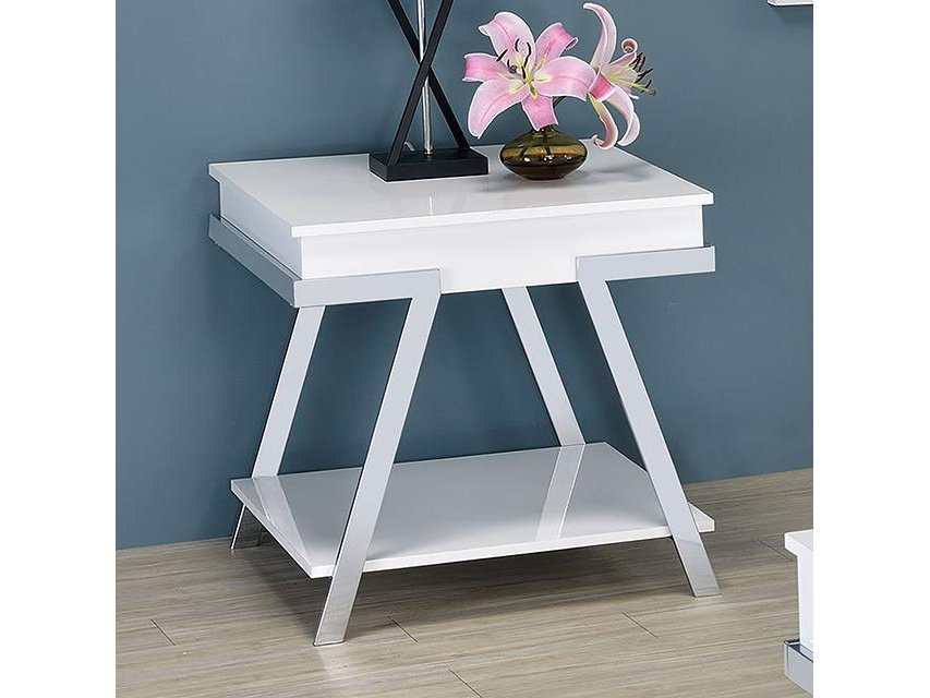 Titus White & Chrome End Table - Ornate Home