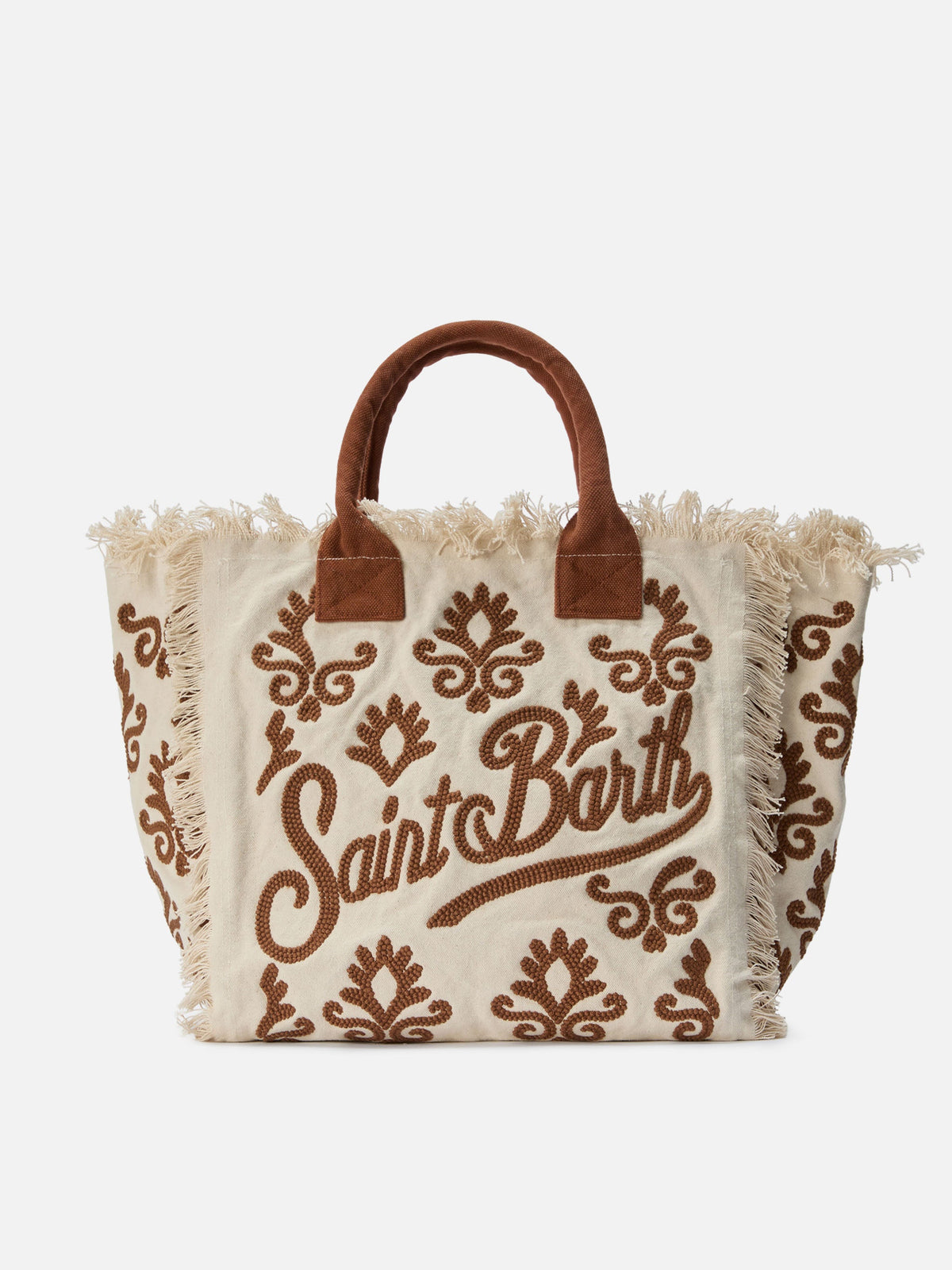 Canvas Vanity Regular-Tasche mit brauner Lily-Tufting-Stickerei