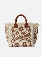 Canvas Vanity Regular-Tasche mit brauner Lily-Tufting-Stickerei