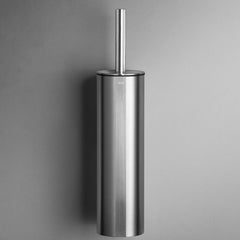 Elegante WC-Bürstengarnitur aus gebürstetem Edelstahl mit Anti-Tropf-System – stilvolles Badaccessoire zur Wandmontage.