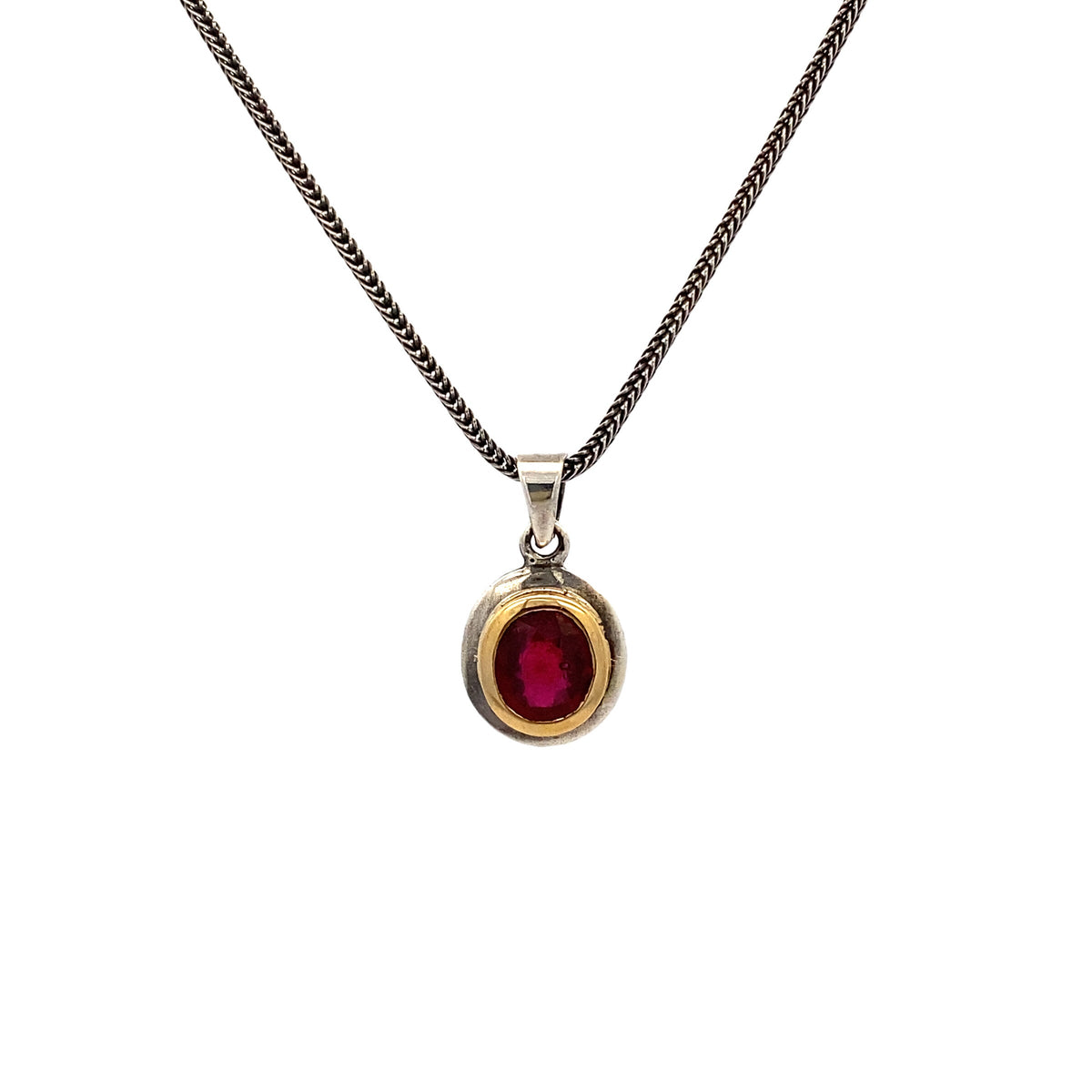 Ruby, Silver & Gold Pendant