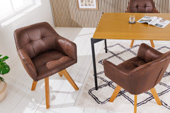 Lot de 2x chaises design LOFT pivotante en microfibre marron antique en hêtre massif avec accoudoirs