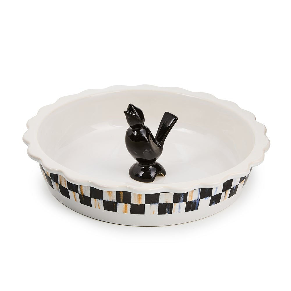 Courtly Check Everyday Pie Plate with Pie Bird Mackenzie-Childs