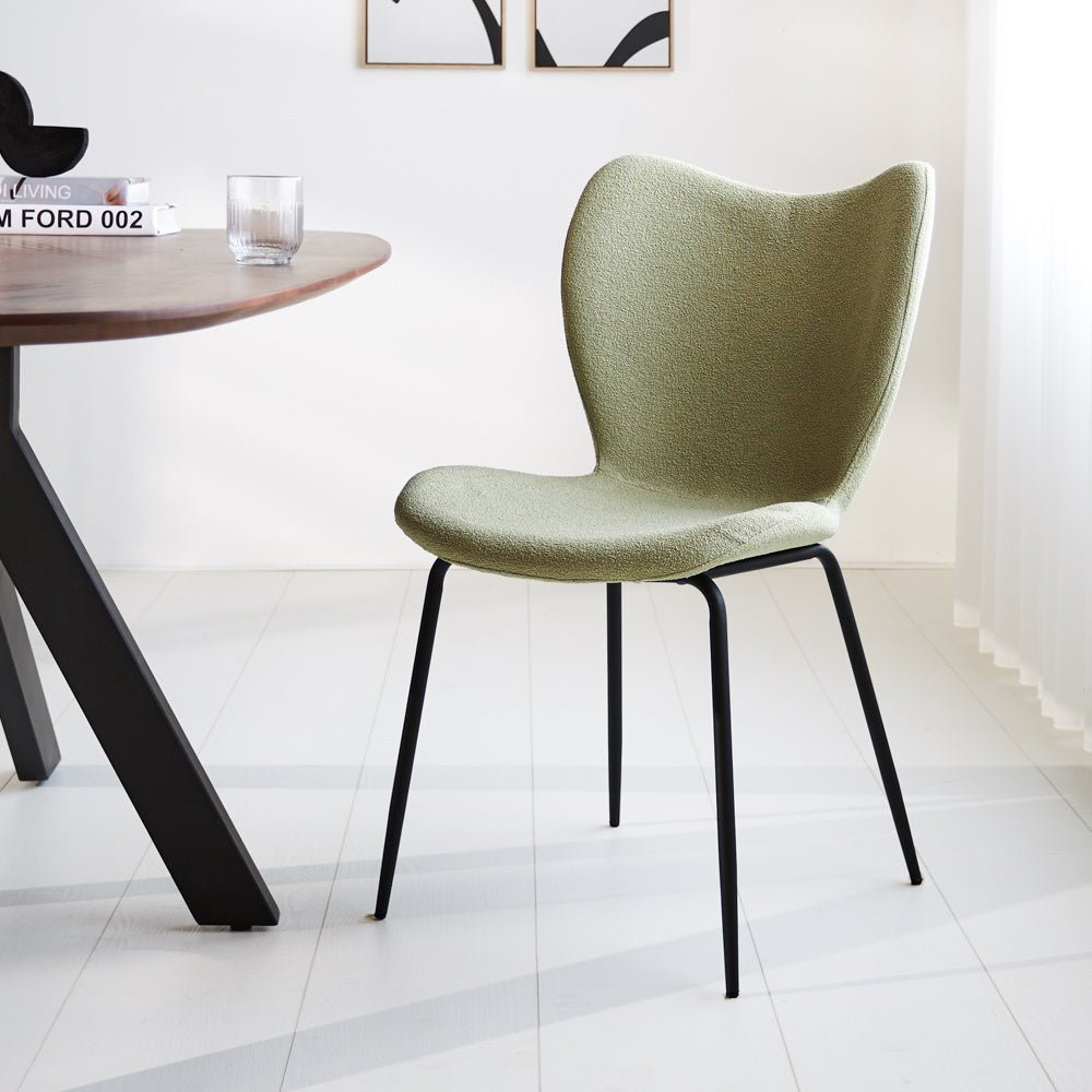 Dining room chair Sia Dimehouse Green LxWxH 72x55x51 Fabric Atmospheric photo diagonal front view