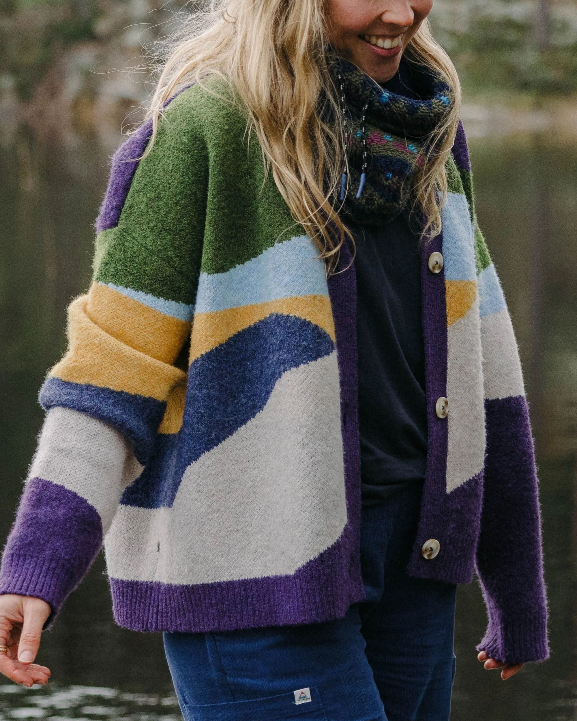 Scenic Recycled Knitted Cardigan - Scenic Deep Plum - Lifestyle
