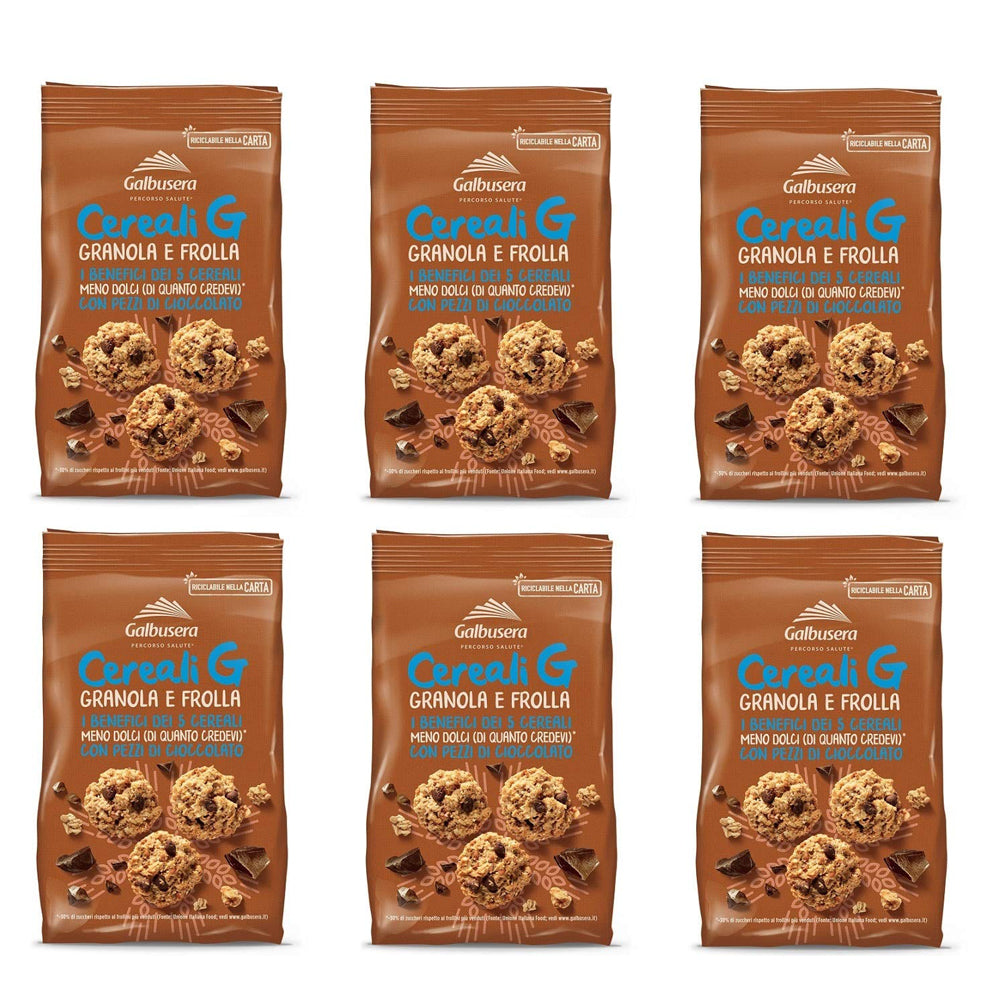Galbusera Cereali G Granola e Frolla Shortbread Kekse mit Müsli und Schokoladenstücke cookies biscuits 6x300g Original italienisch