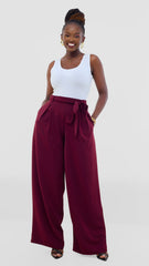 Poised Palazzo Pants - Burgundy