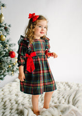 Girls Christmas Dress Bonnie Jean Girls Velvet Plaid Taffeta Christmas Dress – Drop-Waist Holiday Dress 2T-16