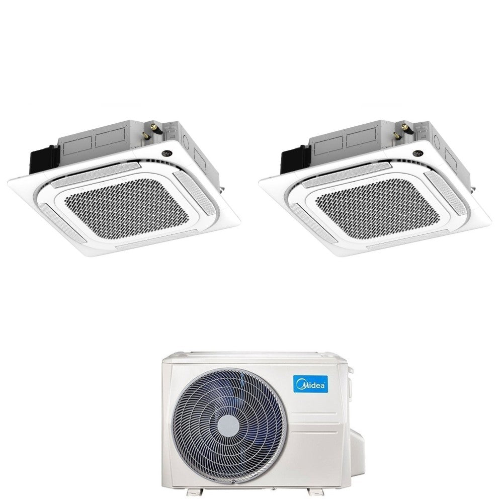 midea condizionatore dual split a cassetta midea 912 con m2oe 18hfn8 q r 32 wi fi optional con telecomando e griglia