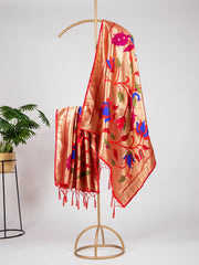 Red Color Zari Weaving Work Jacquard Paithani Dupatta