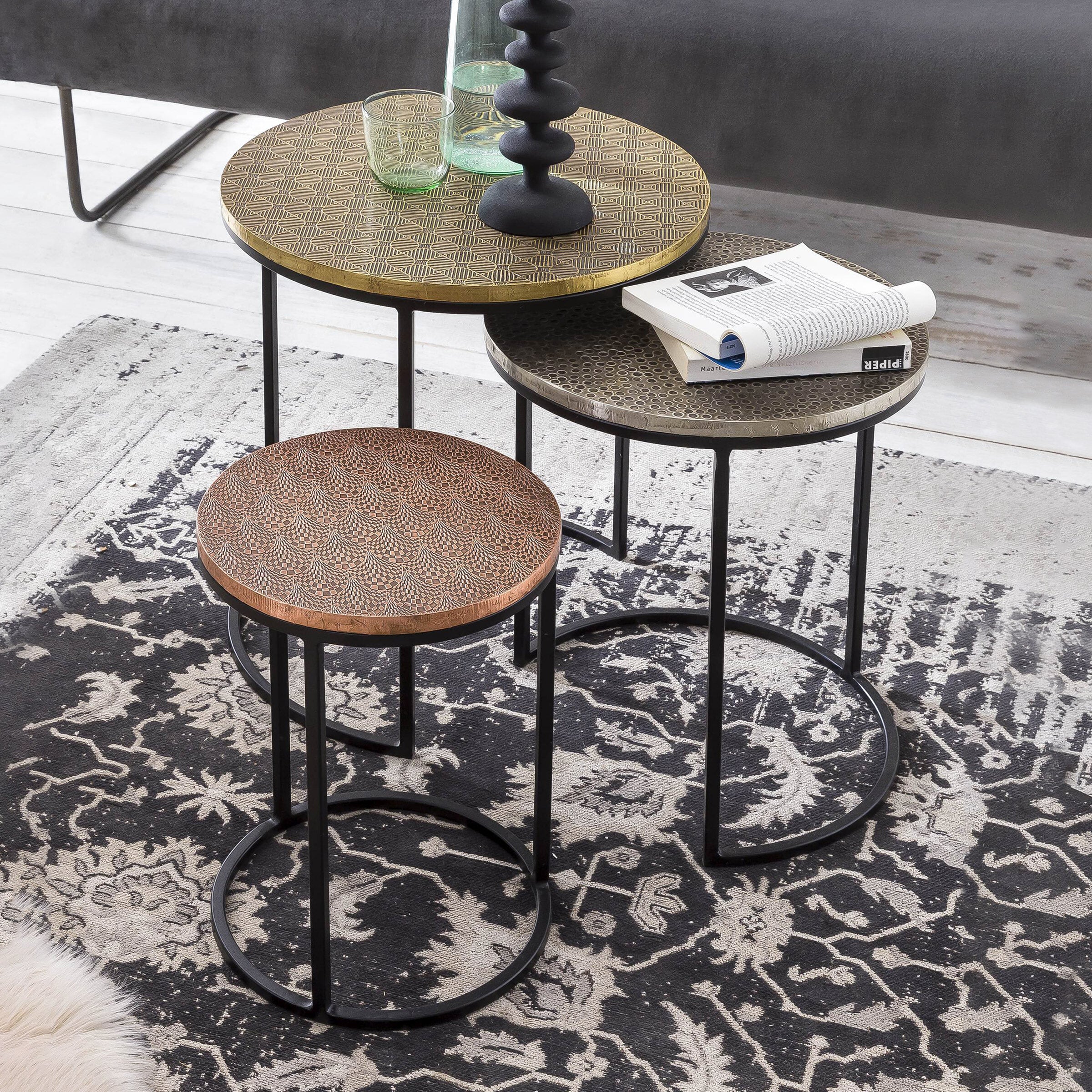 Artistiq Salontafel Hajo Set van 3 stuks - Meerkleurig - Rond - ThatLyfeStyle
