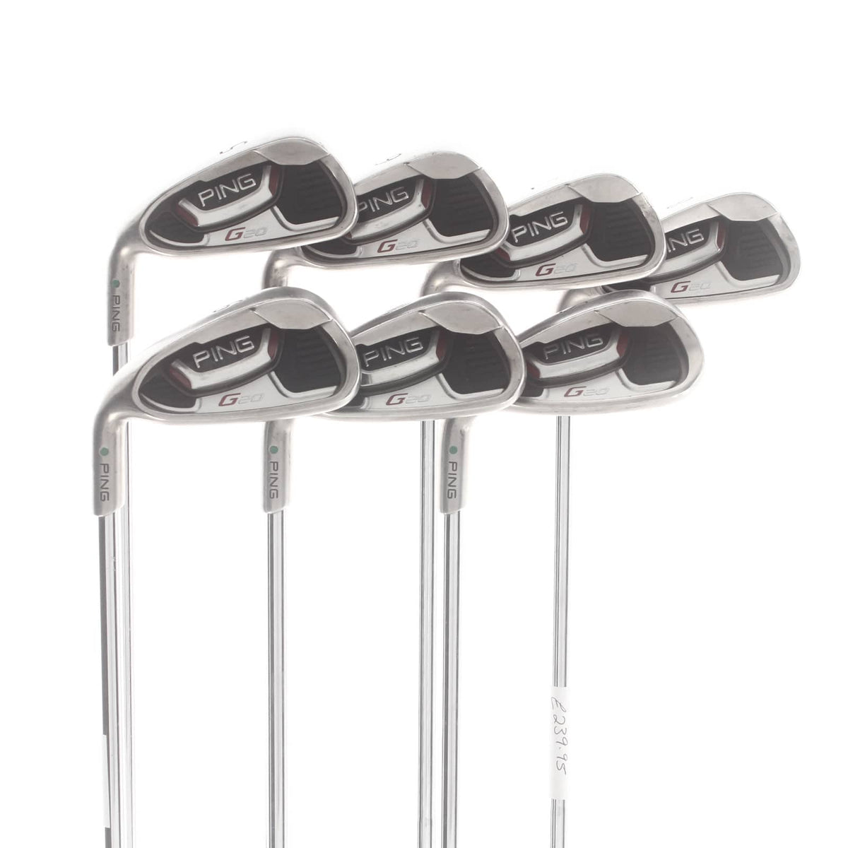 Ping G20 Steel Mens Left Hand Irons 5-SW Green Dot 2.25* Upright Regular - Ping CFS