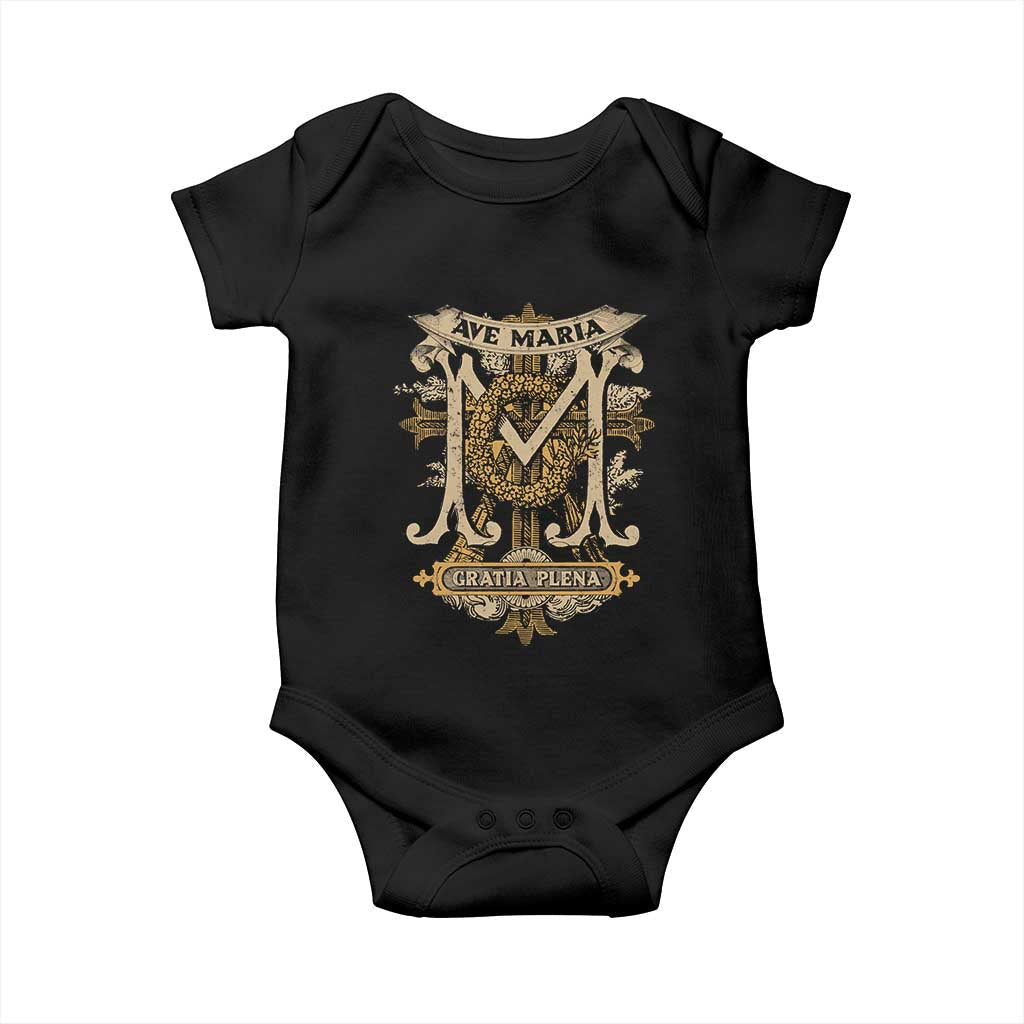 Ave Maria Baby Onesie Gratia Plena Blessed Mother Mary Hail TS09 Black Print Your Wear