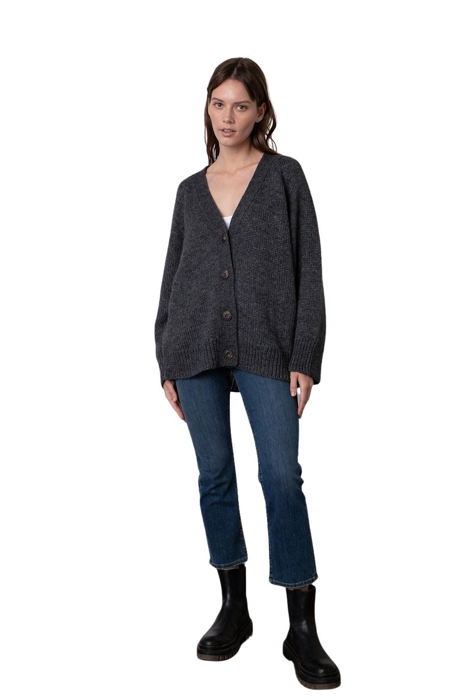 Velvet Kim Alpaca Blend Cardigan - Charcoal - Styleartist